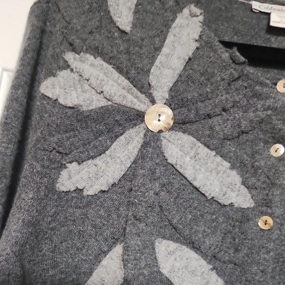 Coldwater Creek Wool Charcoal Cardigan with Leaf Design 16W (1x) - Picture 4 of 8